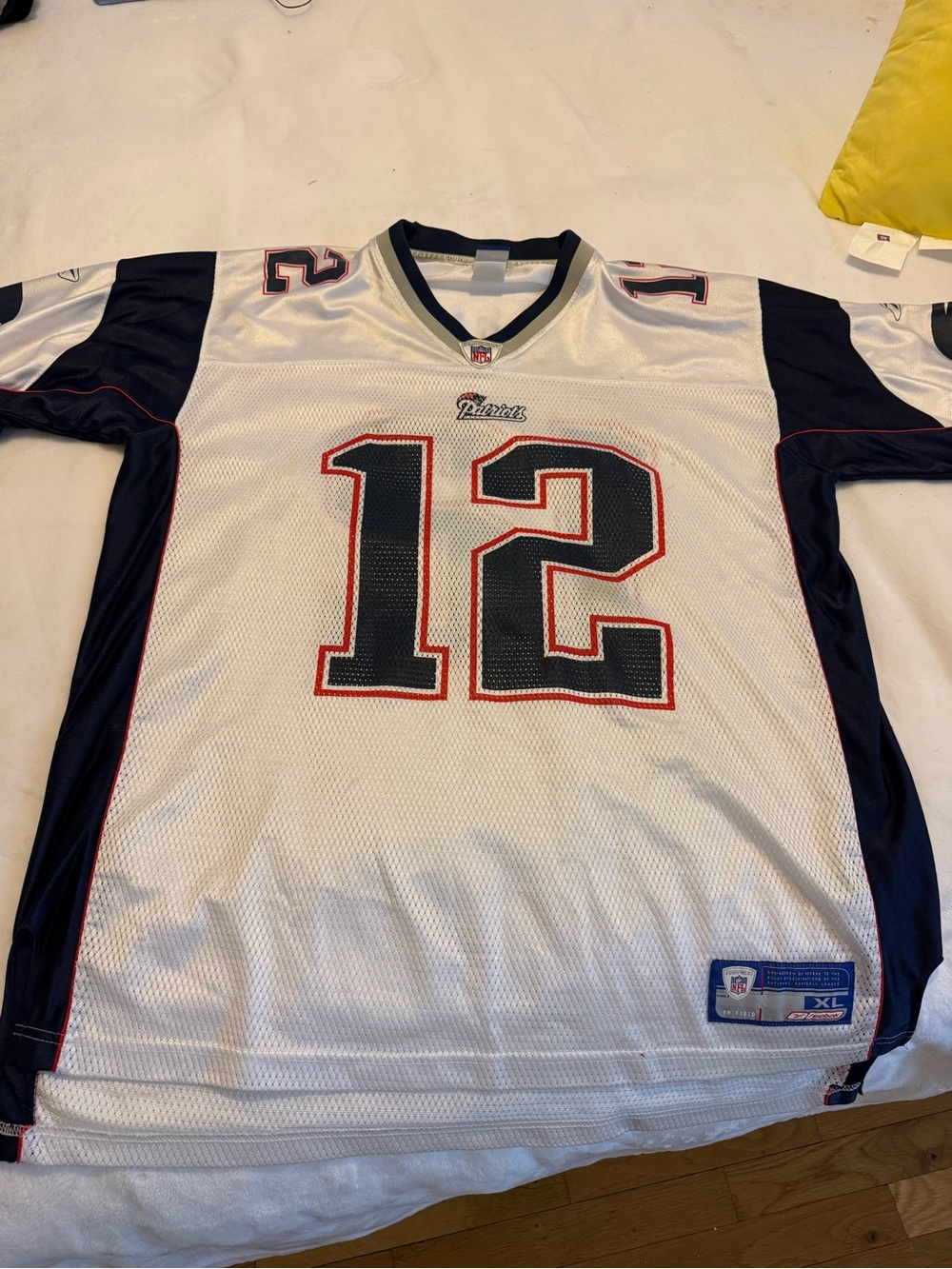 Reebok White Football Jersey with Blue and Red Trim - XL